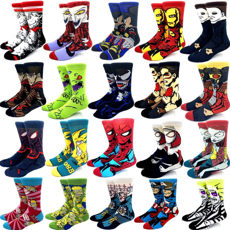 Top Trends: 1 Pair New Arrival Marvel Anime Movie Women Men Socks Cotton Long Socks Men‘s Cosplay Calf Sock Personality Hip Hop Funny Socks Shoppable Styles