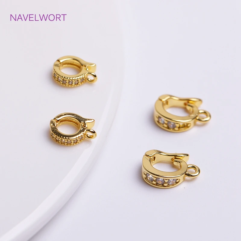 Top Trends: 18K Gold Plated Inlaid Zircon Hinged Pendant Enhancer Bail Clasps Brass Gold Necklace Enhancer DIY Jewelry Making Accessories Shoppable Styles