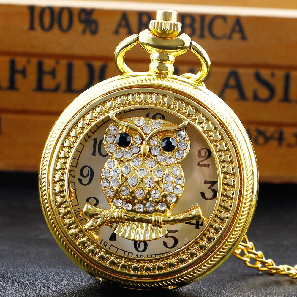 Top Trends: New Luxury Gold Vintage Owl White Dial Quartz Pocket Watch Necklace Chain Gift For Men Women Shoppable Styles