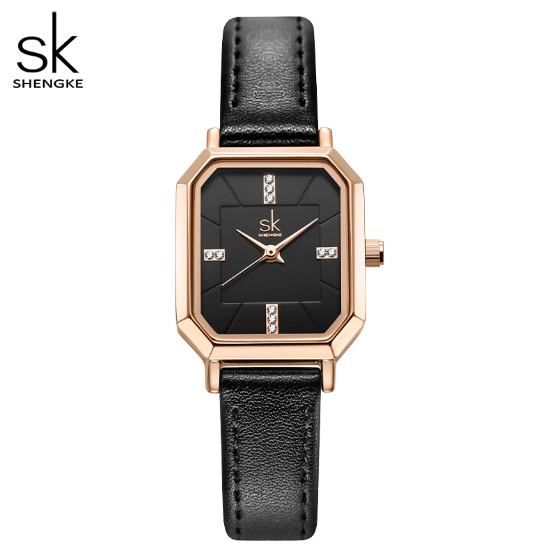 Top Trends: Shengke Fashion Black Leather Strap Woman Watches Top Luxury Womens Quartz Wristwatches Reloj Mujer Zegarek Damski Dropshipping Shoppable Styles