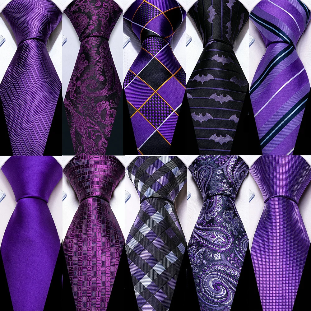 Top Trends: Luxury Dark Purple Silk Necktie For Men Elegant Paisley Jacquard Handkerchief Cufflinks Set Party Business Gifts Barry.Wang 5134 Shoppable Styles