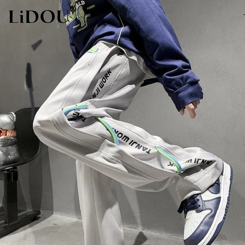 Top Trends: Summer Y2K Casual Letter Print Trousers Man Elastic Waist Loose Straight Pants Sweatpants All Match Fashion Streetwear Clothes Shoppable Styles