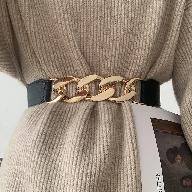 Top Trends: Fashion Chain Belt Elastic Metal Waist Belts For Women Ladies Coat Dress Belt Waistband Shoppable Styles