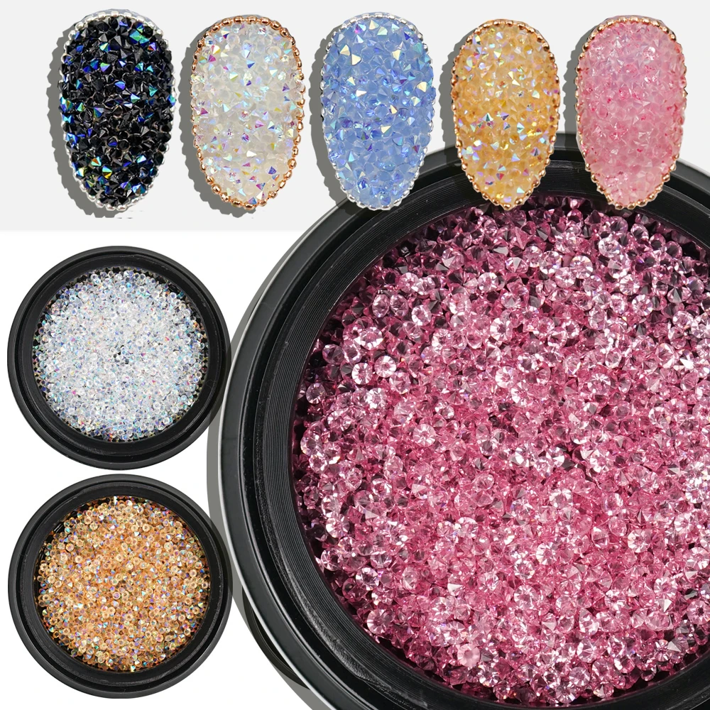 Top Trends: Nail Glass Beads Diamonds Pixie Crystals Rhinestones Glitter Press On Nails Shine Micro Stones Parts AB Color 1.2mm Manicure Shoppable Styles