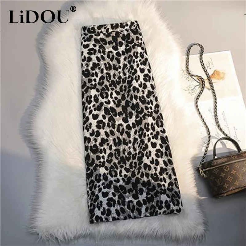 Top Trends: Autumn Winter Vintage Leopard Printing Bodycon Skirt Ladies High Waist Elegant Fashion Slim All-match Skirts Women&#039;s Clothing Shoppable Styles