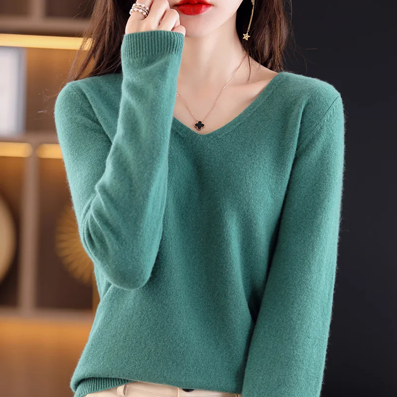 Top Trends: Cashmere Sweaters Women Casual V-neck Solid Jumpers Pullovers Autumn Winter Womens Sweater Cashmere Knitwear Shoppable Styles