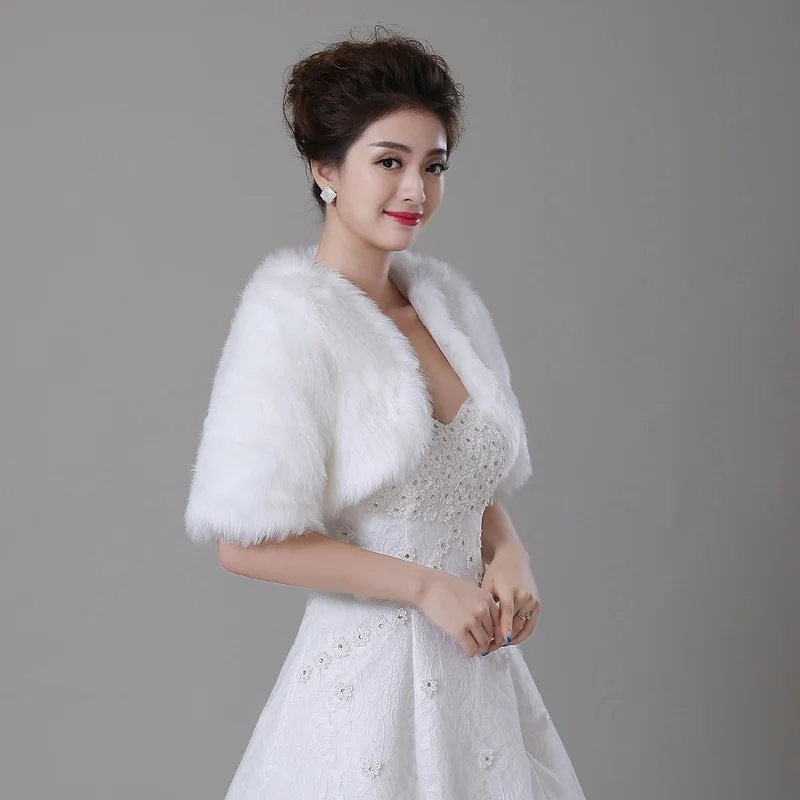 Top Trends: Half Sleeve Women&#039;s Wedding Winter Faux Fur Jacket Bolero Wraps Bridal Coat Wedding Bolero Faux Fur Bride Shurg Shoppable Styles