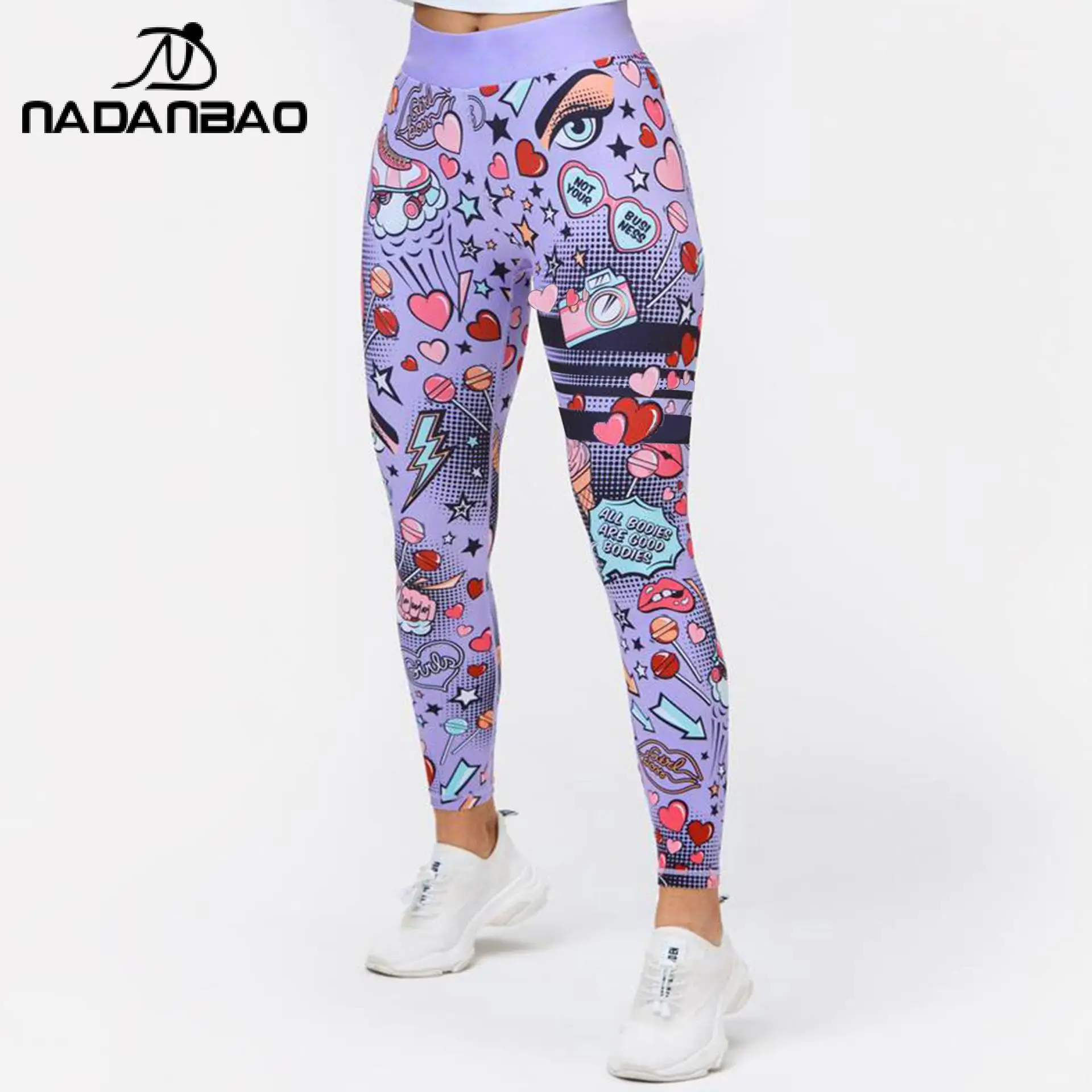 Top Trends: NADANBAO Heart Print Leggings Women's Summer High Waist Trousers Push Up Elastic Fitness Pants Mid-Calf Casual Streetwear Bottom Shoppable Styles