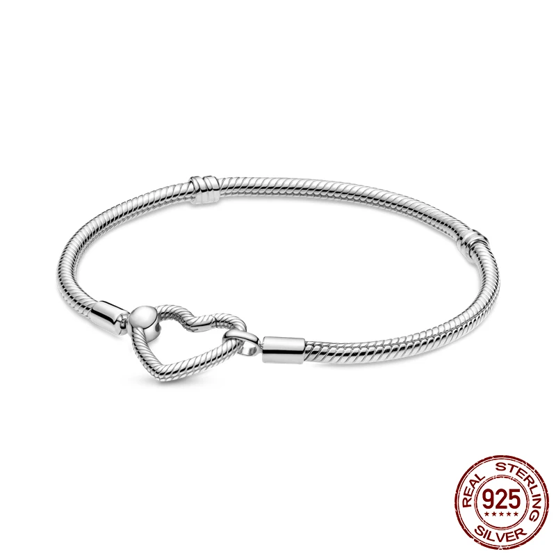 Top Trends: Authentic Heart Bracelet 925 Silver Snake Chain Clasp Charm Bracelet For Women Fit Original European Bead Pendant Diy Shoppable Styles