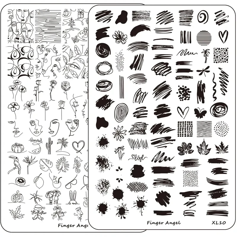 Top Trends: Graffiti Lines Leaves Flower Face Image Printing Stencil 9.5*14.5CM Big Size Nails Stamp Templates Nail Stamping Plates Shoppable Styles