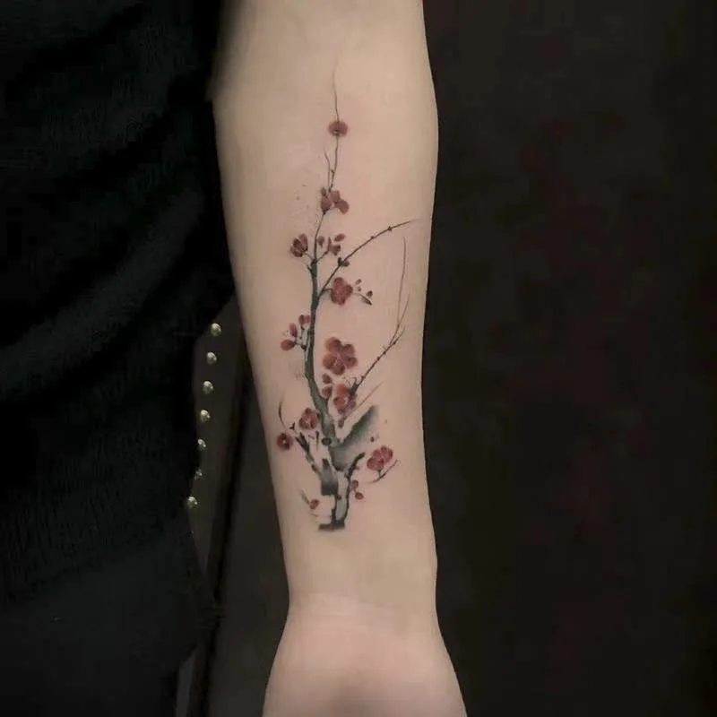 Top Trends: Waterproof Temporary Tattoo Sticker Chinese Ink Style Plum Flower Design Body Art Fake Tattoo Flash Tattoo Arm Leg Male Female Shoppable Styles