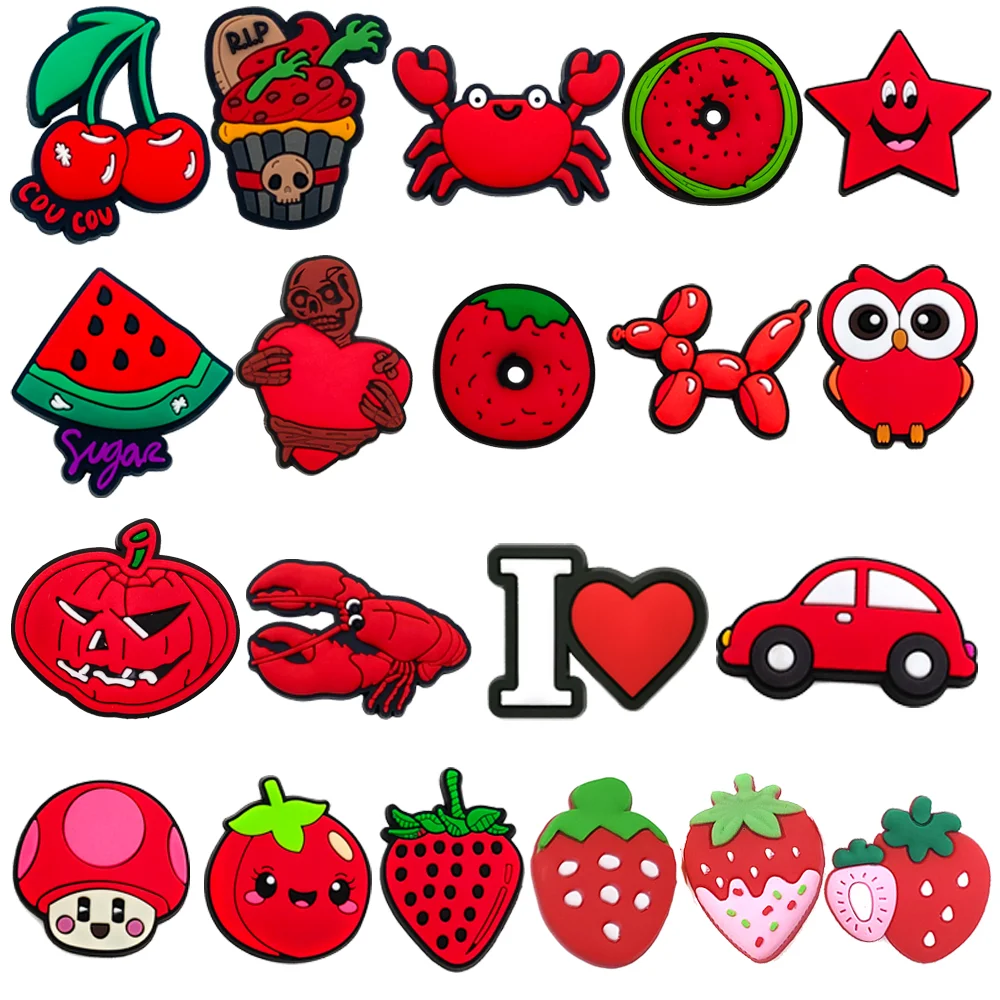 Top Trends: Hot Sale 1Pcs PVC Shoe Charms Red Strawberry Tomato Accessories DIY Shoe Decoration For Kids X-mas Gifts Shoppable Styles