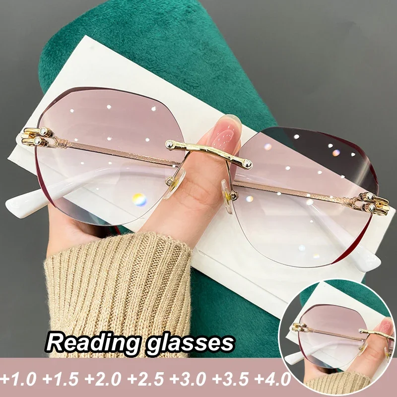 Top Trends: Rimless Round Reading Glasses For Women Men Vintage Anti Blue Light Presbyopia Eyeglasses Optical Hyperopia Eyewear Diopter Shoppable Styles