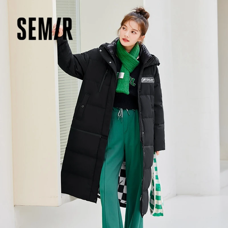 Top Trends: Semir Down Jacket Women Long Hooded 2023 Winter Loose Warm Fashion 90 Duck Down Thick Coat Shoppable Styles