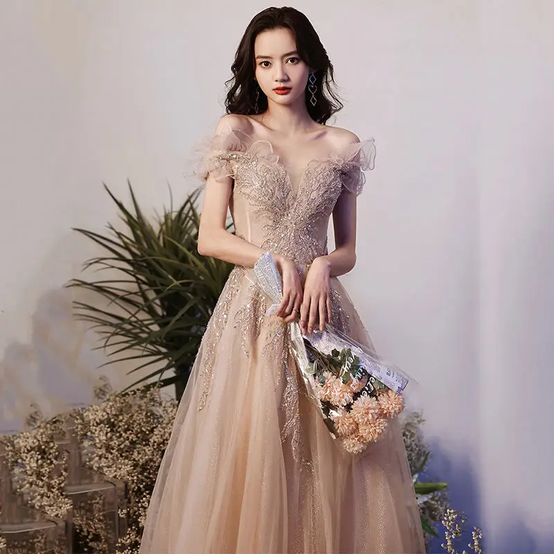 Top Trends: Evening Dress Female 2023 New Style Banquet Elegant Temperament Long Annual Wedding Dress Adult Dress Can Be Worn At Ordinary Ti Shoppable Styles - Image 3