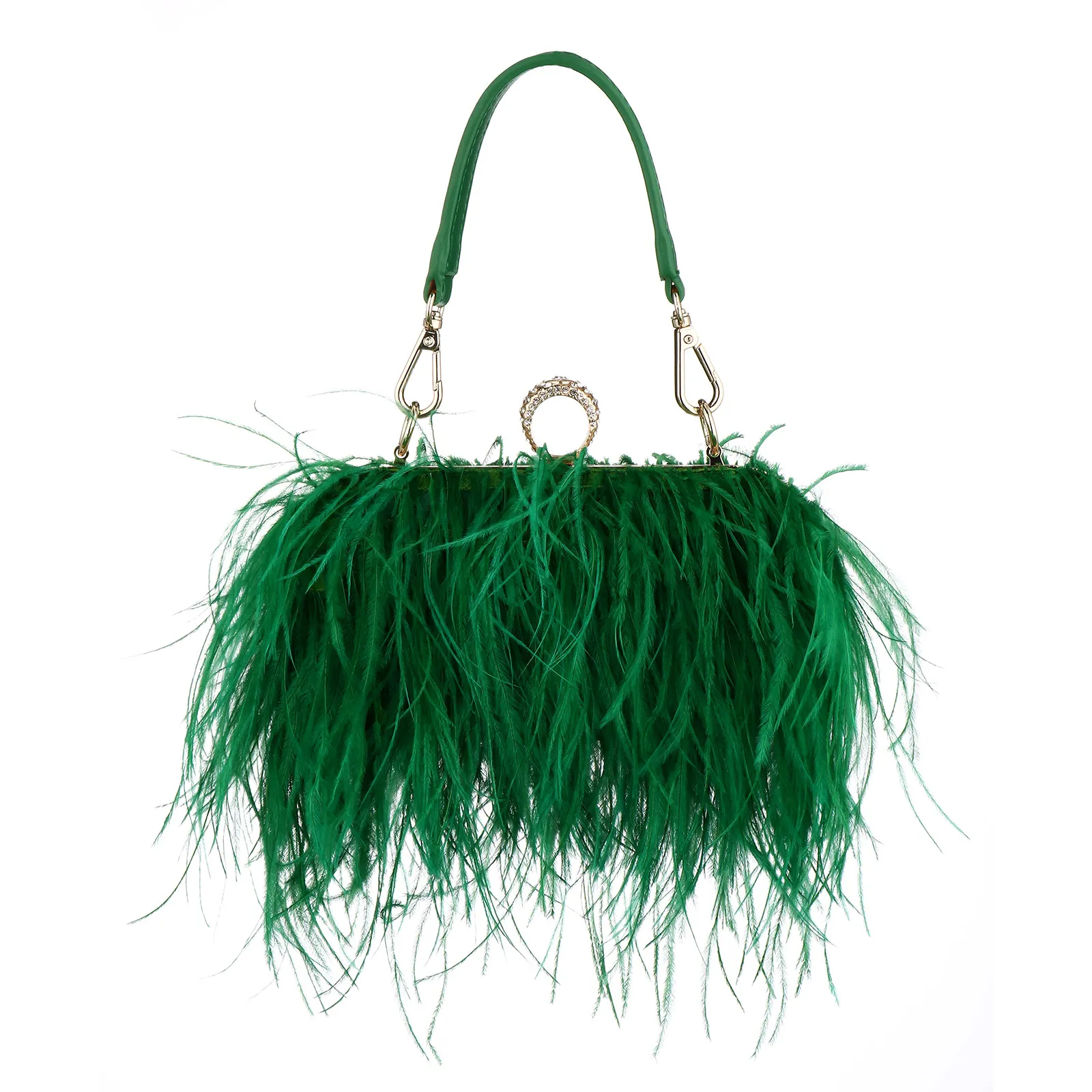 Top Trends: Luxury Ostrich Feather Evening Bags For Women 2022 Chain Shoulder Crossbody Bag Tassel Party Clutch Purse Green Wedding Handbags Shoppable Styles