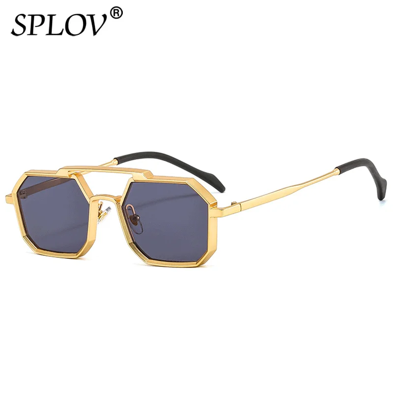 Top Trends: Retro Square Sunglasses Women Men Punk Polygon Fashion Glasses Metal Clear Mirror Shades Black Red Yellow Eyewear Trendy UV400 Shoppable Styles