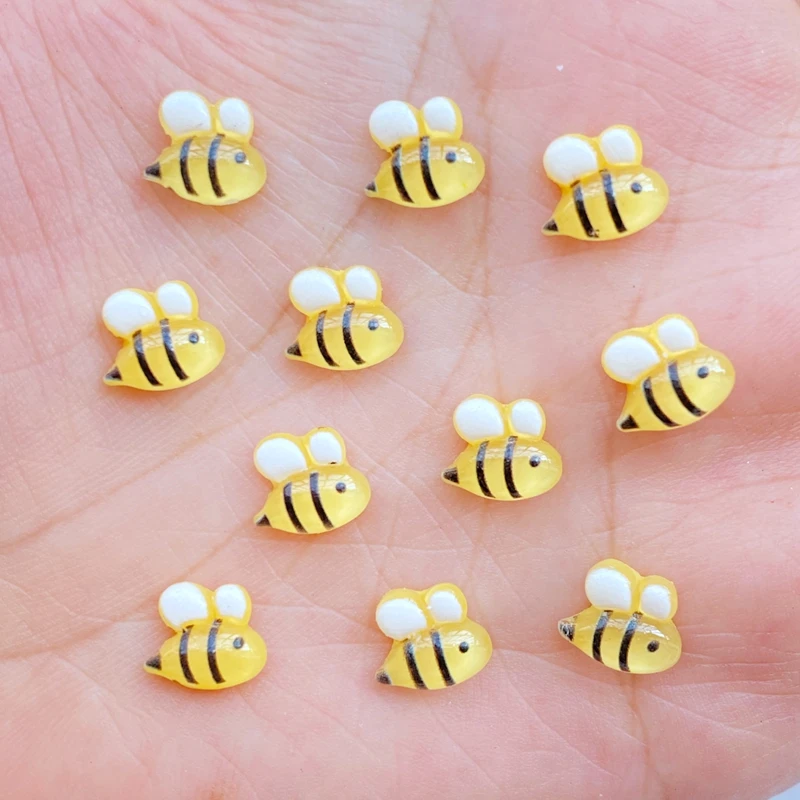 Top Trends: 50pcs 3D Resin Nail Charms Honeybee Nail Parts Accessories Kawaii DIY Art Decoration Shoppable Styles