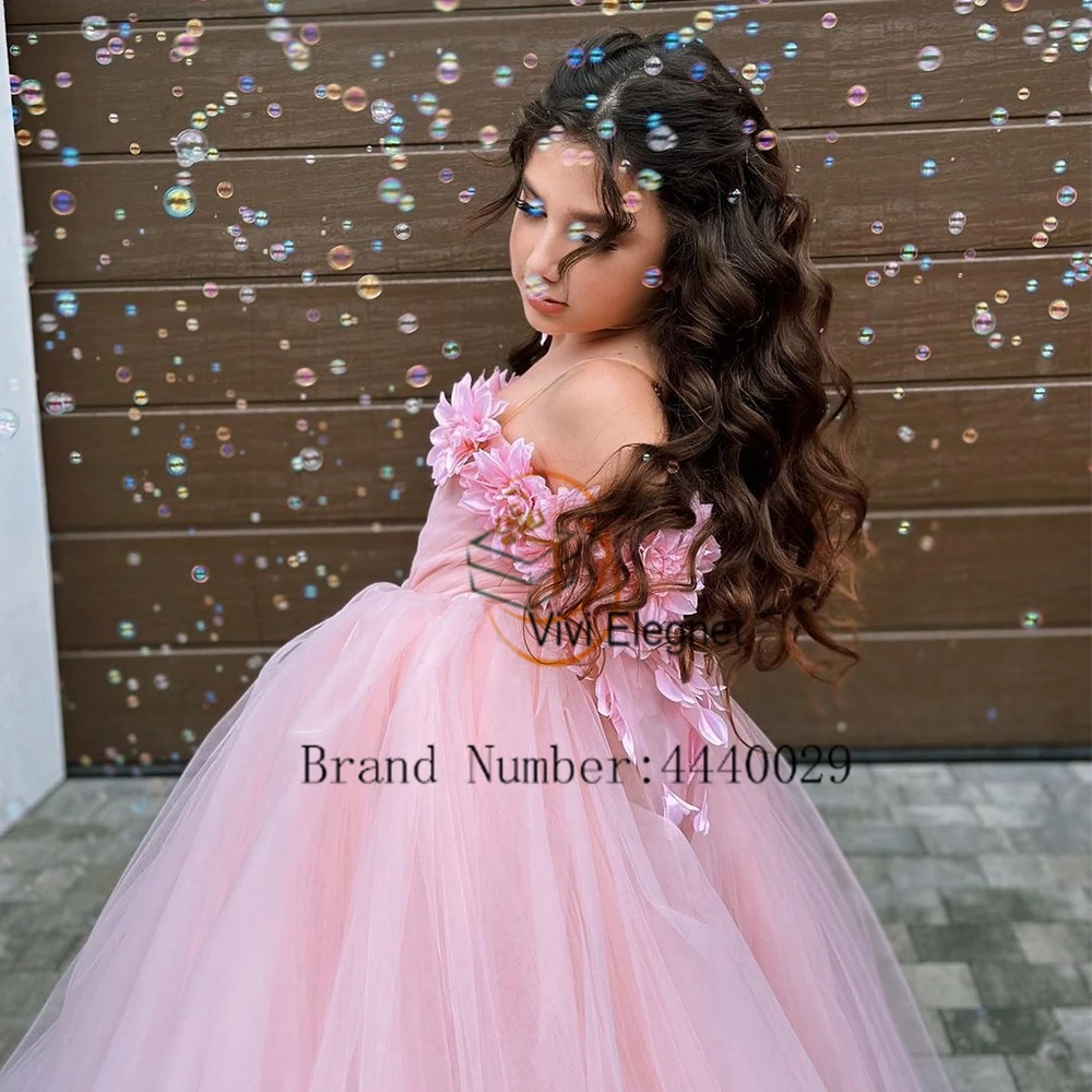 Top Trends: Pink Boat Neck Flower Girls Dresses For Girls 2023 Summer Off Shoulder Sleeveless Christmas Gowns Soft Tulle فلور فتاة اللباس Shoppable Styles