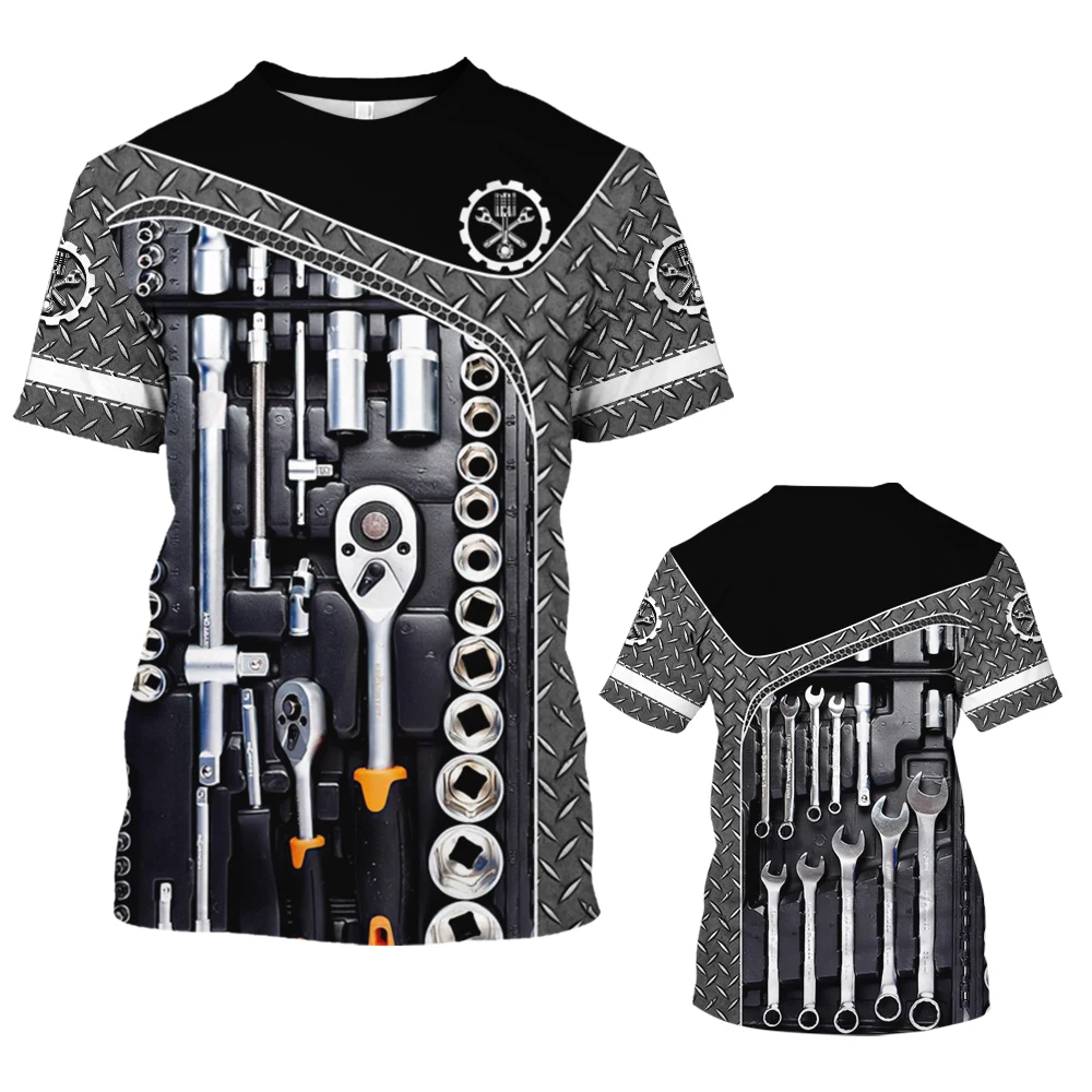 Top Trends: Mechanical Harajuku Print T Shirt For Men Fashion Trend Retro Clothing Casual O-neck Oversized Pullover Summer Short Sleeve Tops Shoppable Styles - Image 6