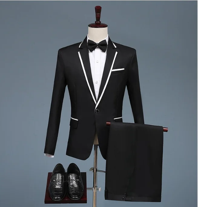 Top Trends: 2023 New Suit Suit Men's Three-Piece Suit Korean Style Suit Slim White Professional Best Man Groom Dress With Bow Tie Shoppable Styles - Image 3