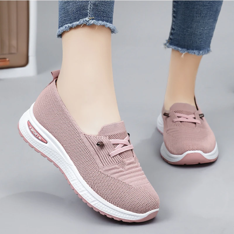 Top Trends: Women Casual Shoes Fashion Breathable Walking Mesh Flat Shoes Sneakers Women 2024 Gym Vulcanized Shoes Pink Female Footwear Shoppable Styles