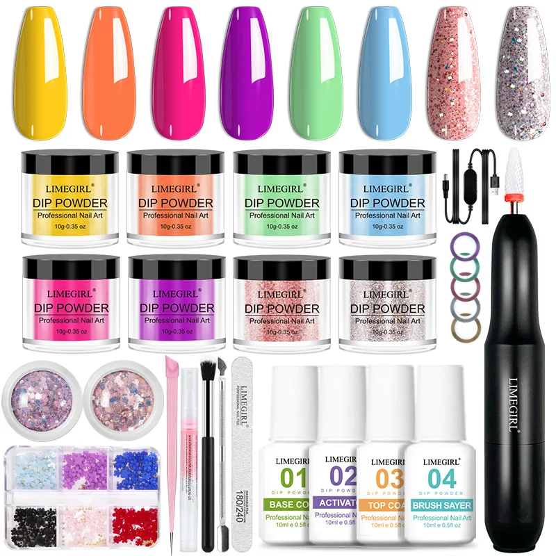 Top Trends: Dip Powder Nail Set Glitter Dipping Powder KIt With Nail Drill No Need Lamp Cure Nail Natural Dry Dip Nail Decoration Kit Shoppable Styles