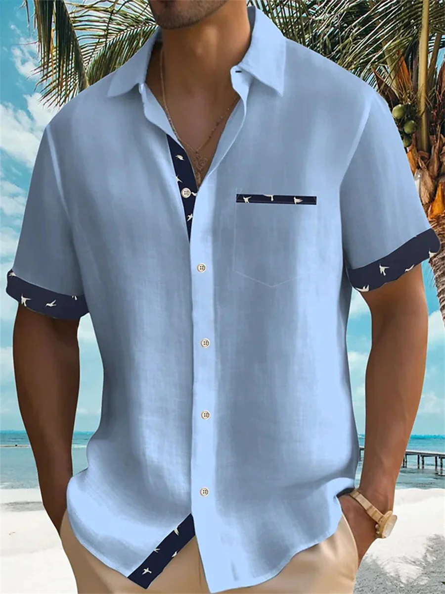 Top Trends: 2023 Solid Color Summer Shirt Men&#039;s Hawaiian Shirt Casual Fashion Street Short Sleeve Beach Holiday Party Men&#039;s Pocket Shirt 5XL Shoppable Styles