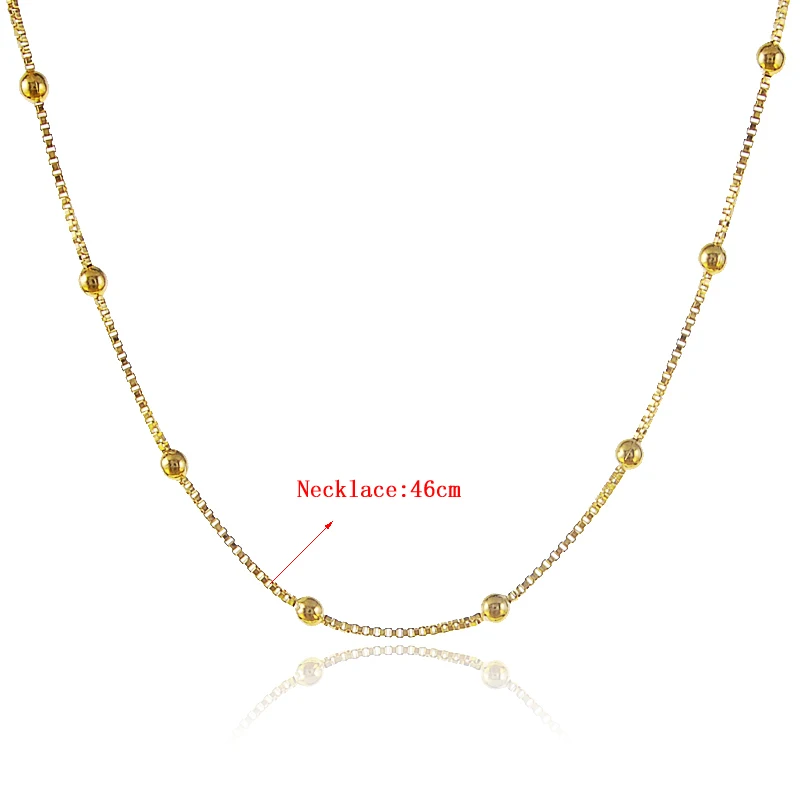 Top Trends: New Genuine 24K Gold Necklace Plating Gold 45CM Box Chain Beaded Necklace Short Chain For Woman Charm Jewelry Shoppable Styles - Image 2