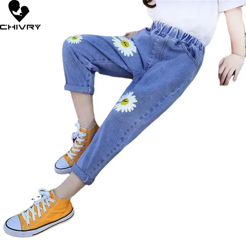 Top Trends: New 2022 Kids Fashion Jeans Long Trousers Pants Girls Classic Denim Flower Embroidery Pants Baby Jeans Spring Autumn Jeans Shoppable Styles - Image 5