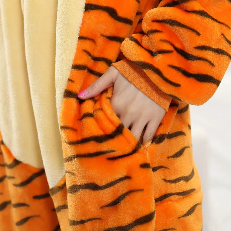 Top Trends: Tiger Kigurumi Pajamas Suit For Adults Kids Family Animal Onesie Winter Warm Flannel Sleepwear Hooded Anime Cosplay Costumes Shoppable Styles - Image 5