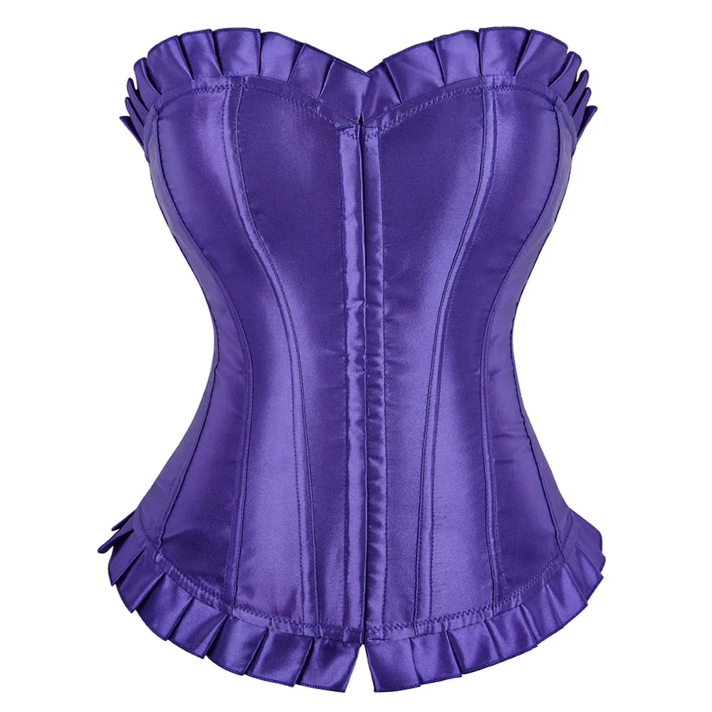 Top Trends: Victorian Corset Bustier Satin Overbust Burlesque Corset Costume Plus Size Strapless Corsets For Women Fashion Purple White Shoppable Styles