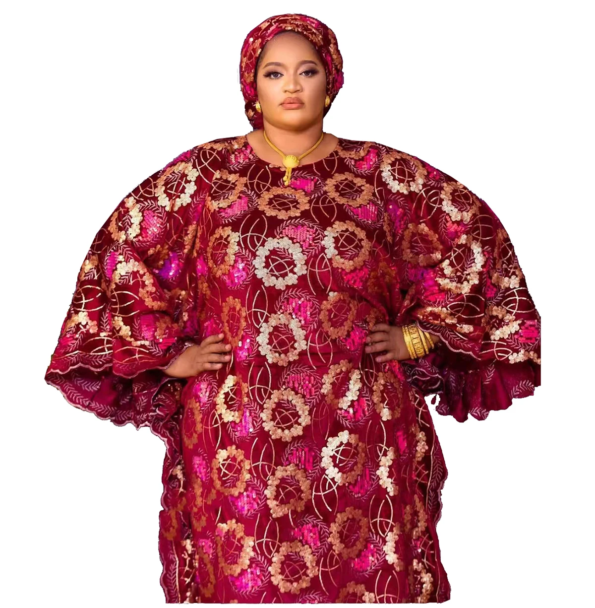 Top Trends: New Fashion Africa Clothing For Woman Dashiki Velvet Fabric Sequin Embroidery Lace Loose Long Dresses High Quality Free Size Shoppable Styles