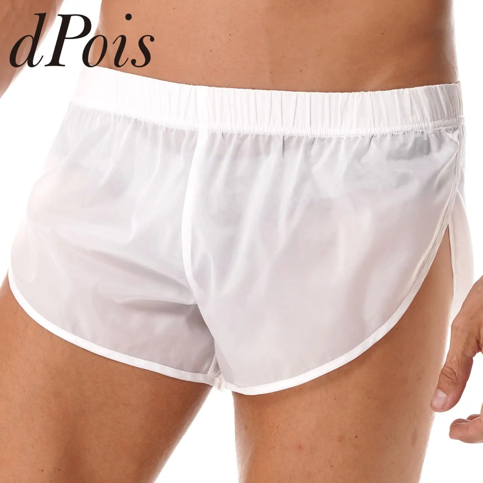 Top Trends: Mens Shorts Semi See-Through Swimming Trunks Sides Split Elastic Waistband Boxer Shorts Bathing Short Pants Beachwear Swimwear Shoppable Styles