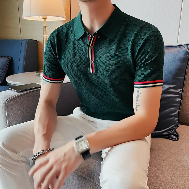 Top Trends: 2023 Men&#039;s Summer Casual Short Sleeve Knitting Polo Shirts / Male Slim Fit Fashion High Quality Hollow Out Polo Shirts S-4XL Shoppable Styles