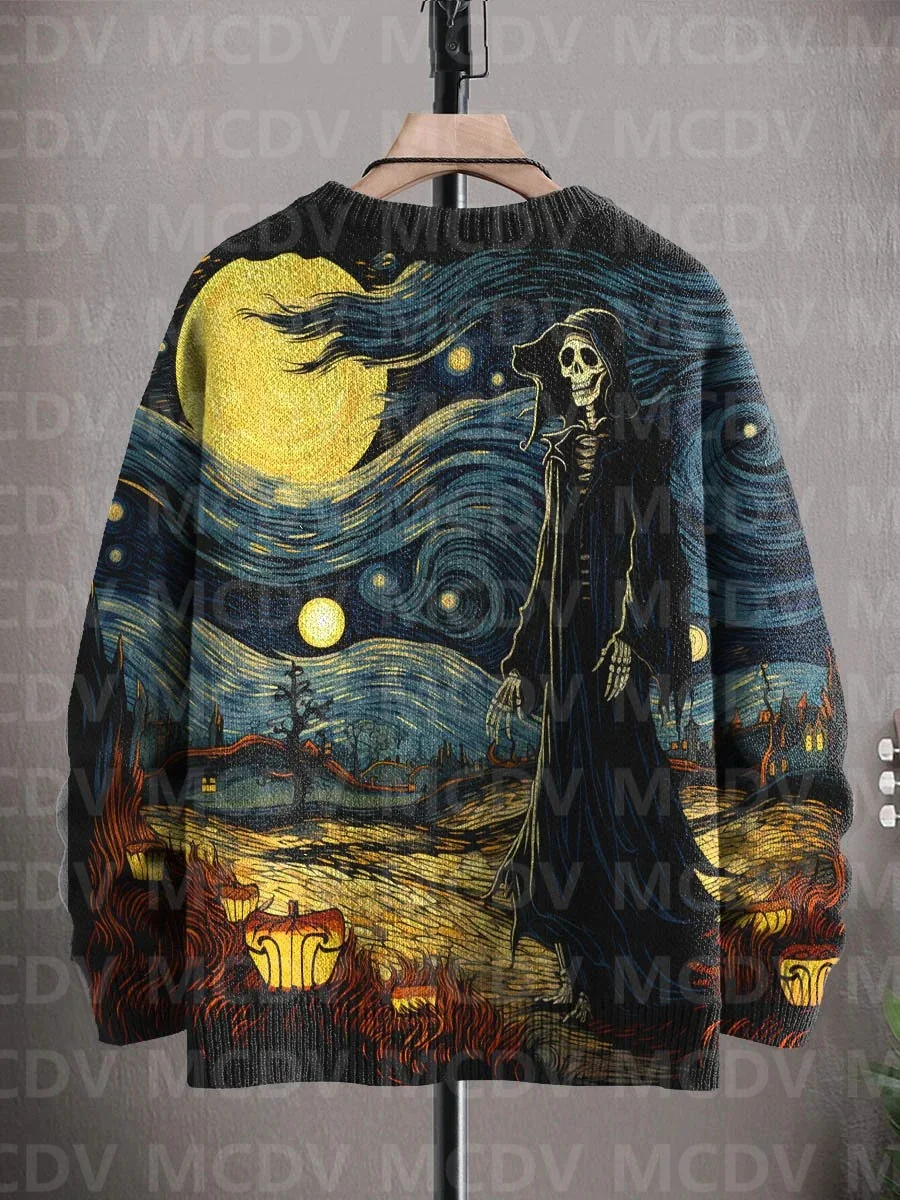 Top Trends: Unisex Art Grim Reaper Halloween Print Casual Knit Sweatshirt Men's For Women's Pullover Shoppable Styles