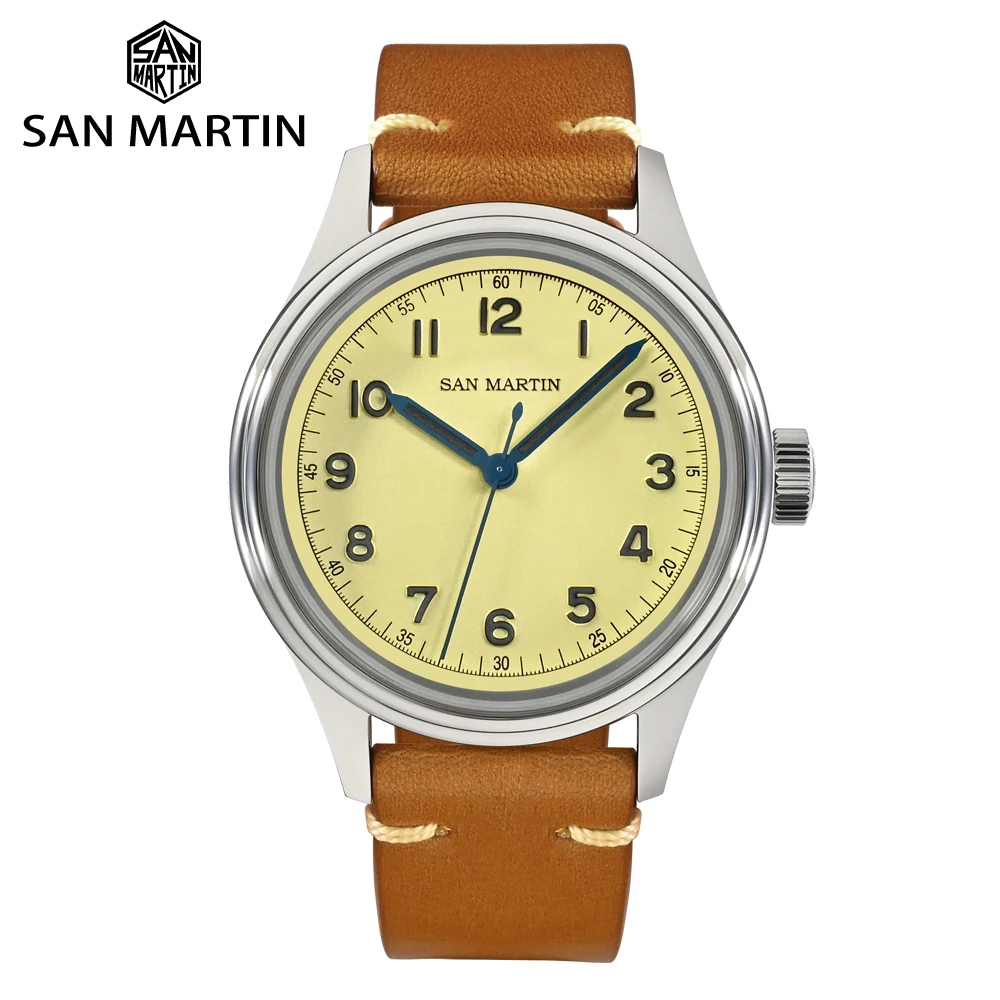 Top Trends: San Martin 38.5mm Vintage Pilot NH35 Military Style Simple Men Automatic Mechanical Wristwatch Sapphire 10Bar Leather Strap Shoppable Styles