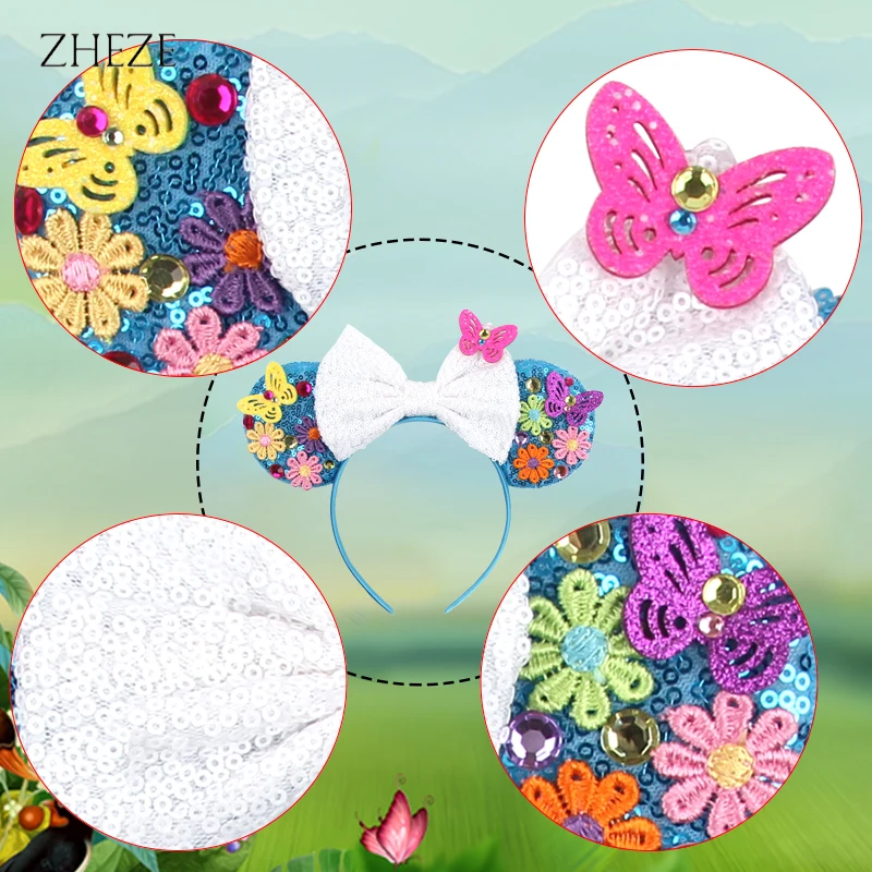 Top Trends: 2023 Chic Disney Encanto Mouse Ears Headband For Girls Sequins 5"Bow Hairband Children Festival Hair Accessories Shoppable Styles - Image 3