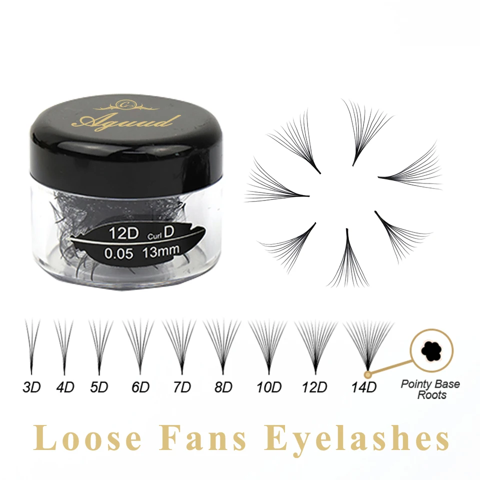 Top Trends: AGUUD 100 / 300 / 500 Loose Fans Sharp Narrow Stem Premade Volume Fans Lash Thin Pointy Base Russian Premade Volume Fans Lash Cilios Shoppable Styles