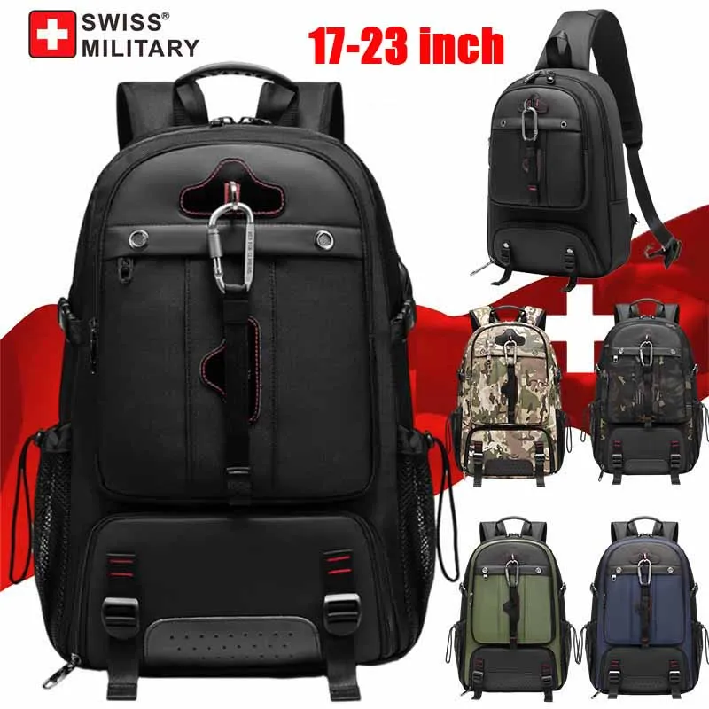 Top Trends: SWISS MILITARY Travel Backpack Men Expandable USB Business Bag Waterproof Large Capacity 17.3 Laptop Bag 80L Back Pack Mochila Shoppable Styles