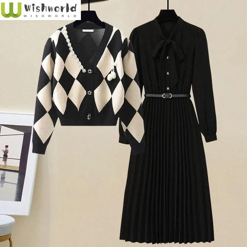 Top Trends: Fashion Women's Set Spring And Autumn Korean Edition Age Reducing Knitwear Top Casual Dress Due To Women's Two Piece Set Shoppable Styles