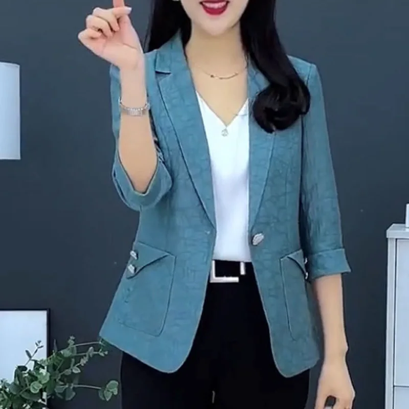 Top Trends: 2023 New Spring And Summer Thin Casual Business Simple And Clean Solid Color Splicing Pocket Slim Temperament Fashion Blazer Shoppable Styles