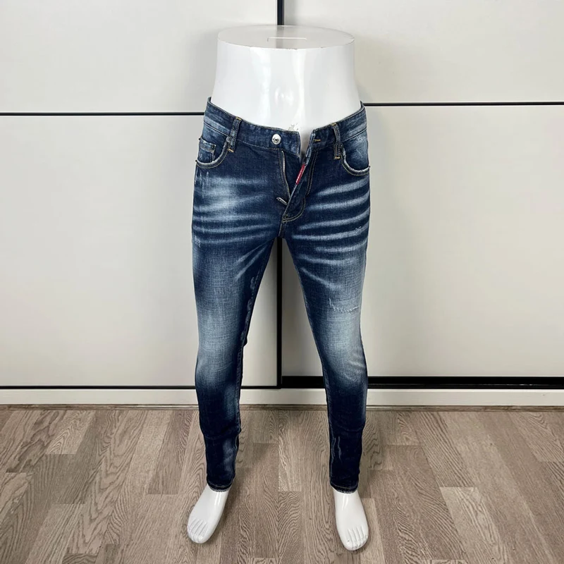 Top Trends: Italian Style Fashion Men Jeans High Quality Retro Blue Slim Fit Ripped Jeans Men Vintage Trousers Brand Designer Pants Hombre Shoppable Styles