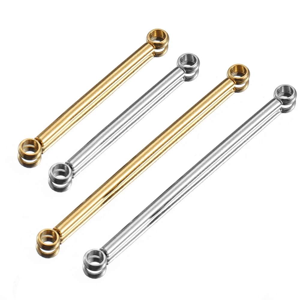 Top Trends: 10pcs Stainless Steel Bar Stick Connectors Gold Color Plated Connector For DIY Drop Earrings Jewelry Making Necklaces Components Shoppable Styles