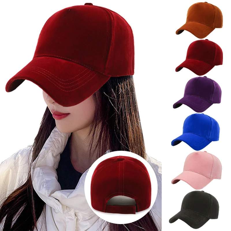 Top Trends: Korean Women Baseball Cap Gold Velvet Light Board Solid Color Hat Outdoor Couple Caps Male Autumn And Winter Tide Sun Visor Hats Shoppable Styles