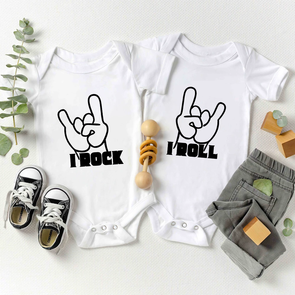 Top Trends: Rock Roll Baby Twin Boys Girls Clothes Onesie Cute Funny Infant Romper Summer Casual Newborn Onesies Home Pajamas Shoppable Styles