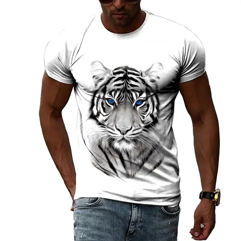 Top Trends: Summer Fashion Animal Tiger Graphic T Shirts For Men Casual 3D Print Tees Hip Hop Harajuku Personality Round Neck Short Sleeve Shoppable Styles