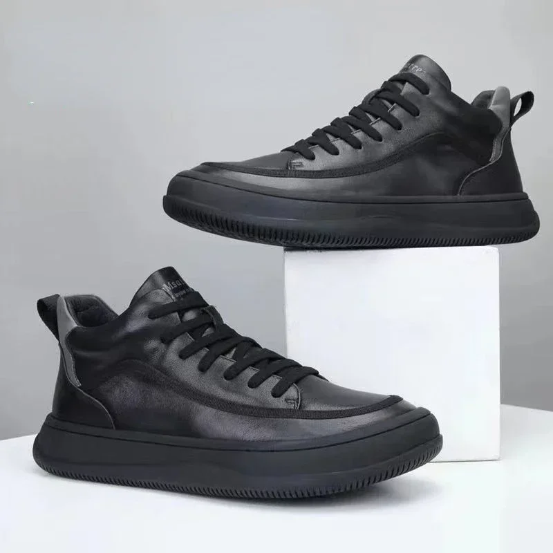 Top Trends: Men&#039;s Leather Boots 2023 Black Platform Warm Fur Ankle Boots Short Lace Up Fashion New Borwn Casual Shoes For Men Working Botas Shoppable Styles