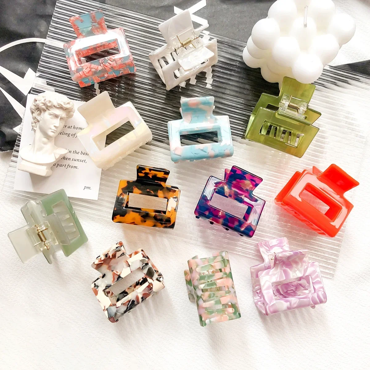 Top Trends: Vintage Square Hair Clip Fashion Print Hair Claw Clips Hairpin Crab Barrette Headband Clips Ornament Hair Accessories For Women Shoppable Styles