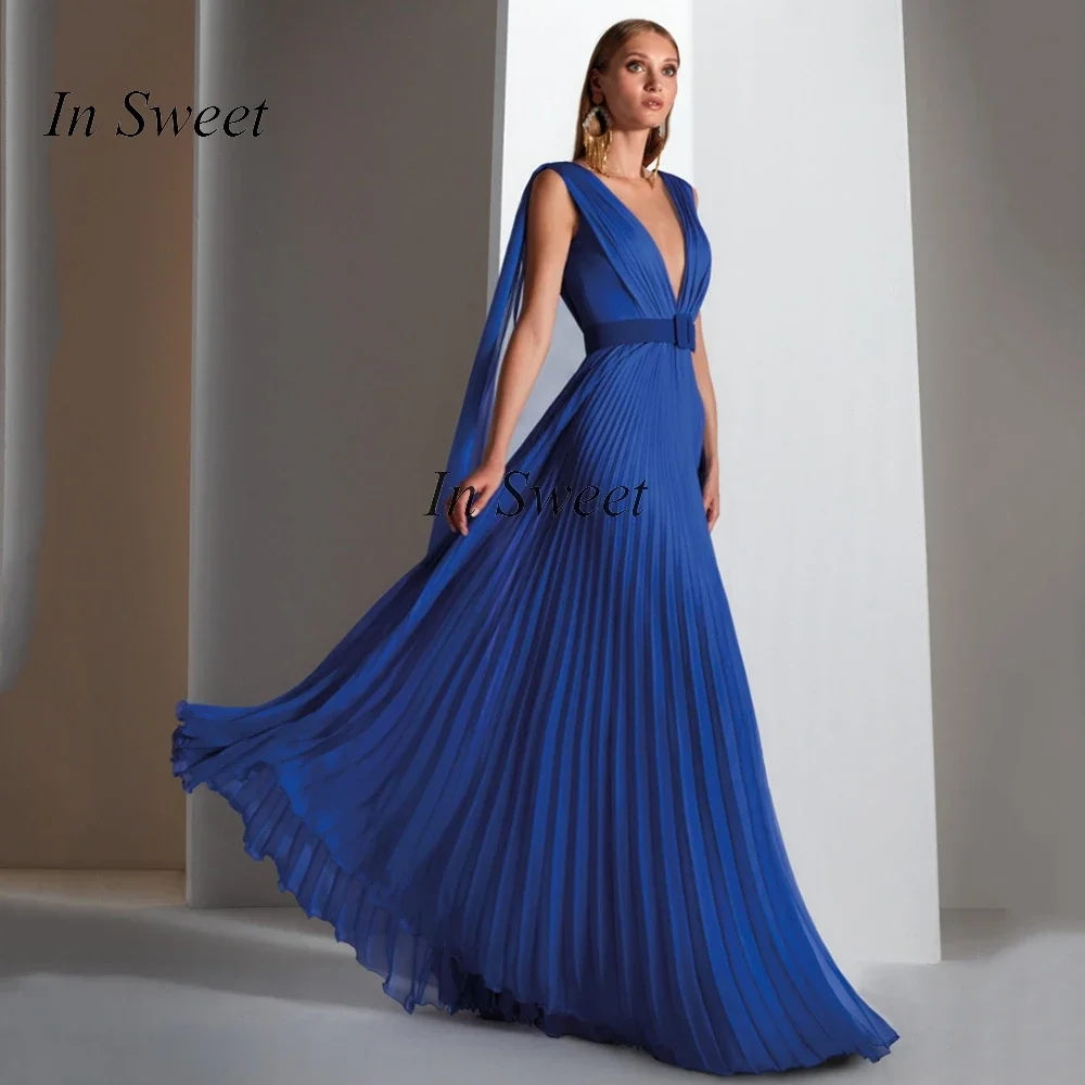 Top Trends: Stylish Royal Blue Evening Dresses Sexy Backless Pleated Chiffon Prom Gown Long Party Dress 2023 Vestido De Festa Shoppable Styles